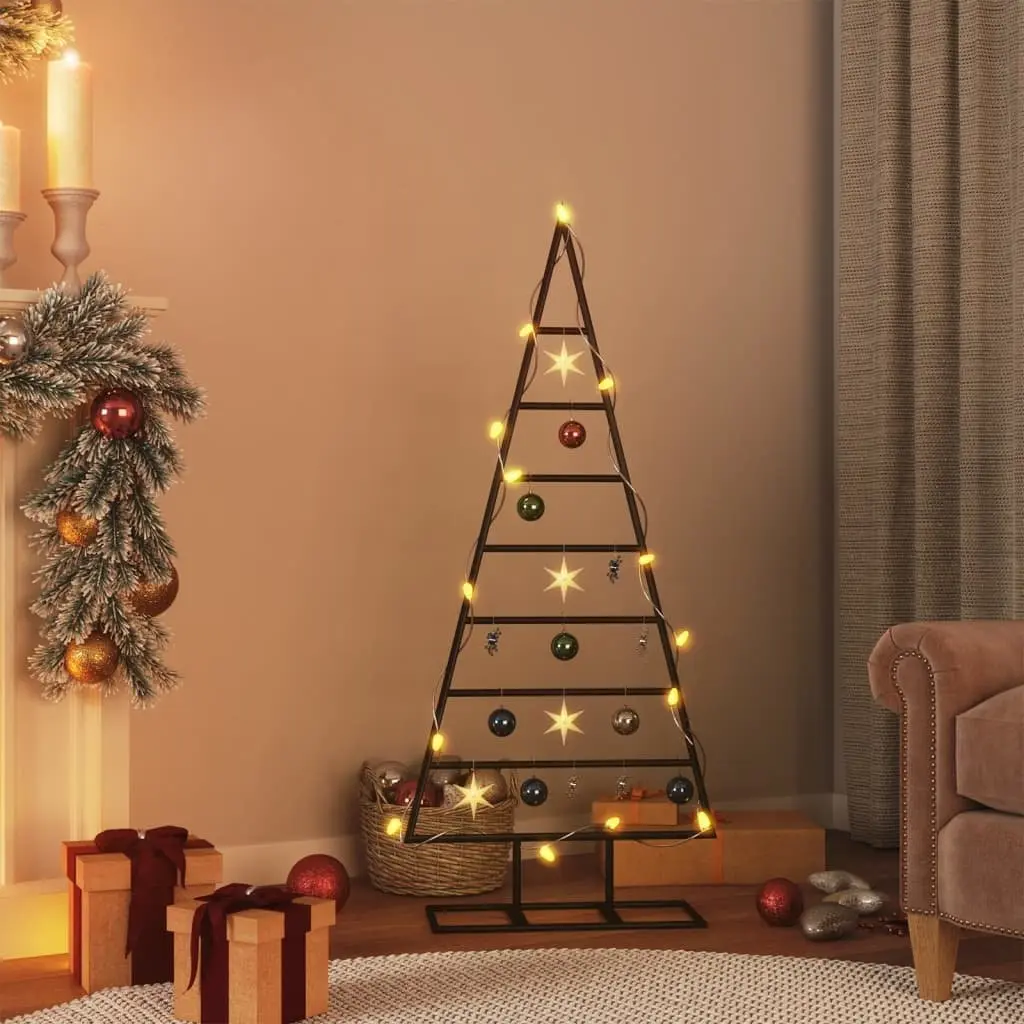 Metal Christmas Tree Frame Steel 125cm Black Modern DIY Holiday Decoration