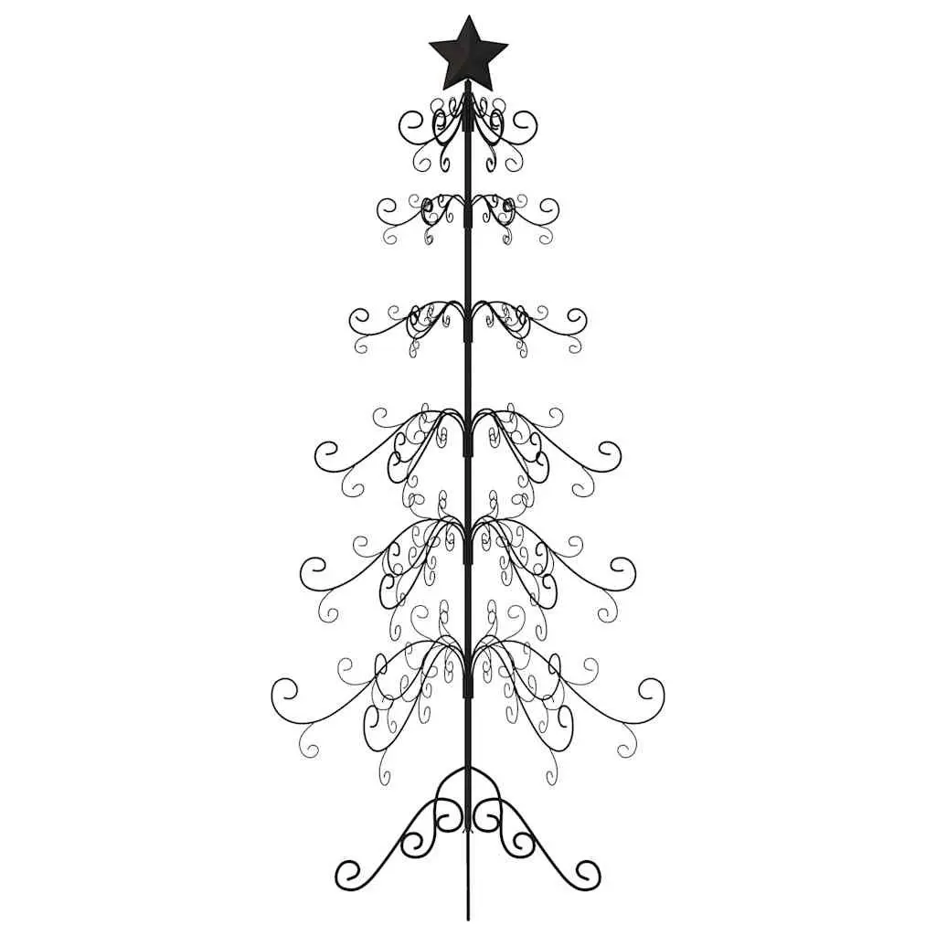 Christmas Tree Frame DIY Black Steel 215cm Customizable Holiday Decoration Stand