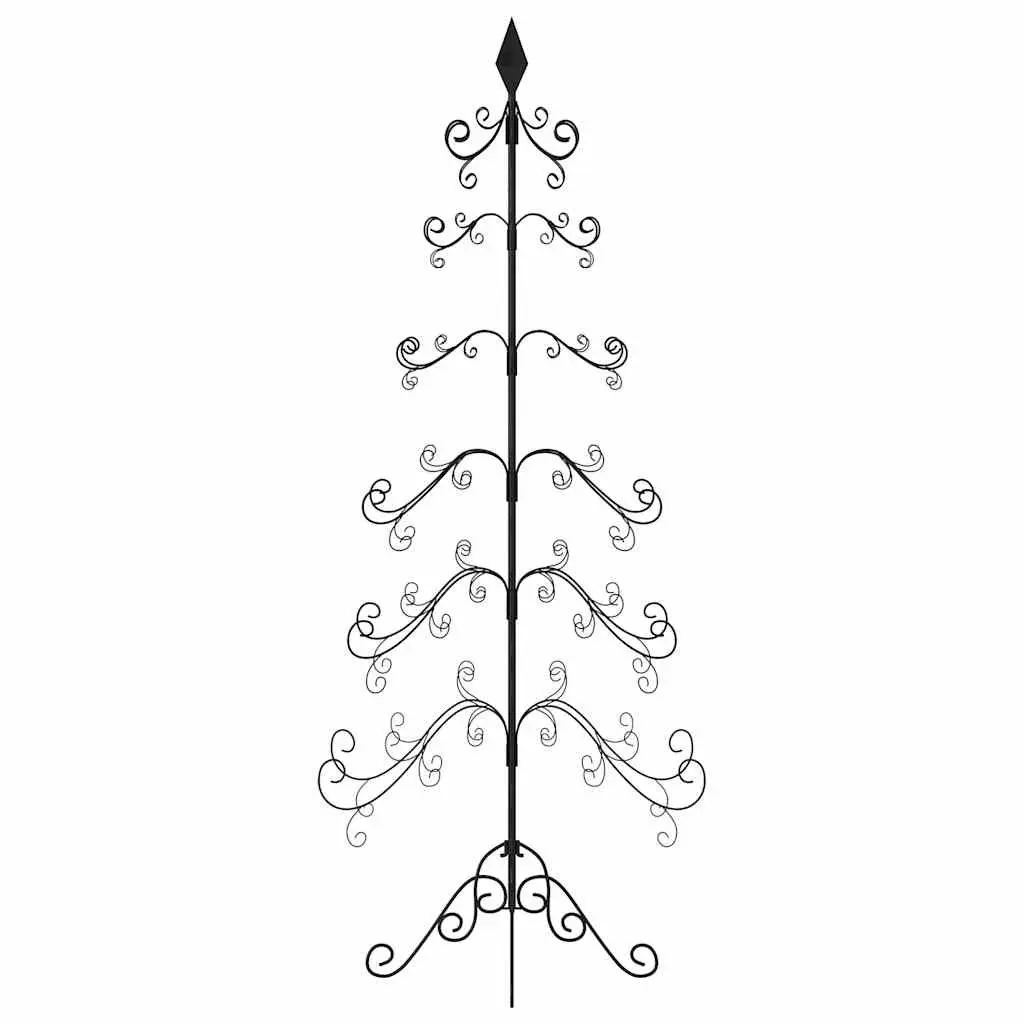 Christmas Tree Frame DIY Black Steel 215cm Customizable Holiday Decoration Stand