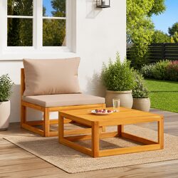 2 Piece Outdoor Lounge Set with Cushions