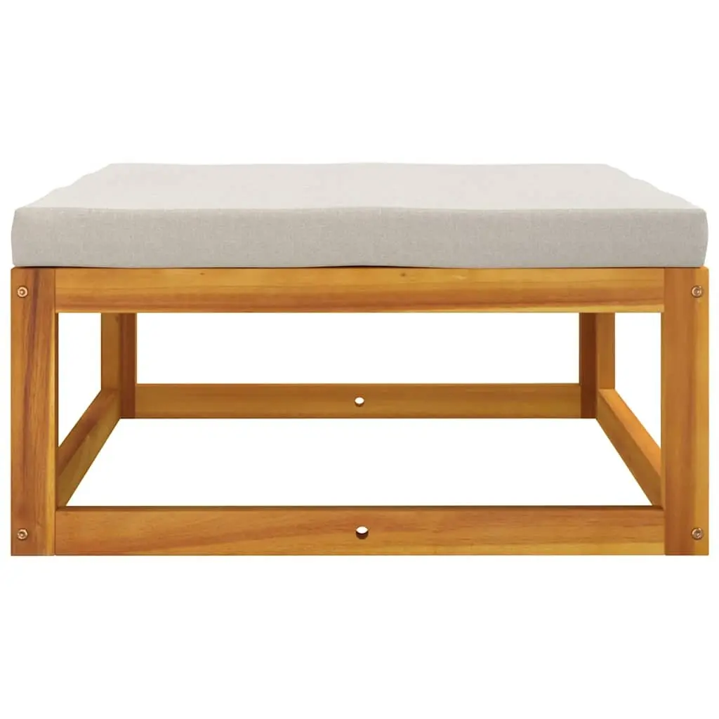 3 Piece Garden Lounge Set Solid Acacia Wood Grey Cushions Coffee Table