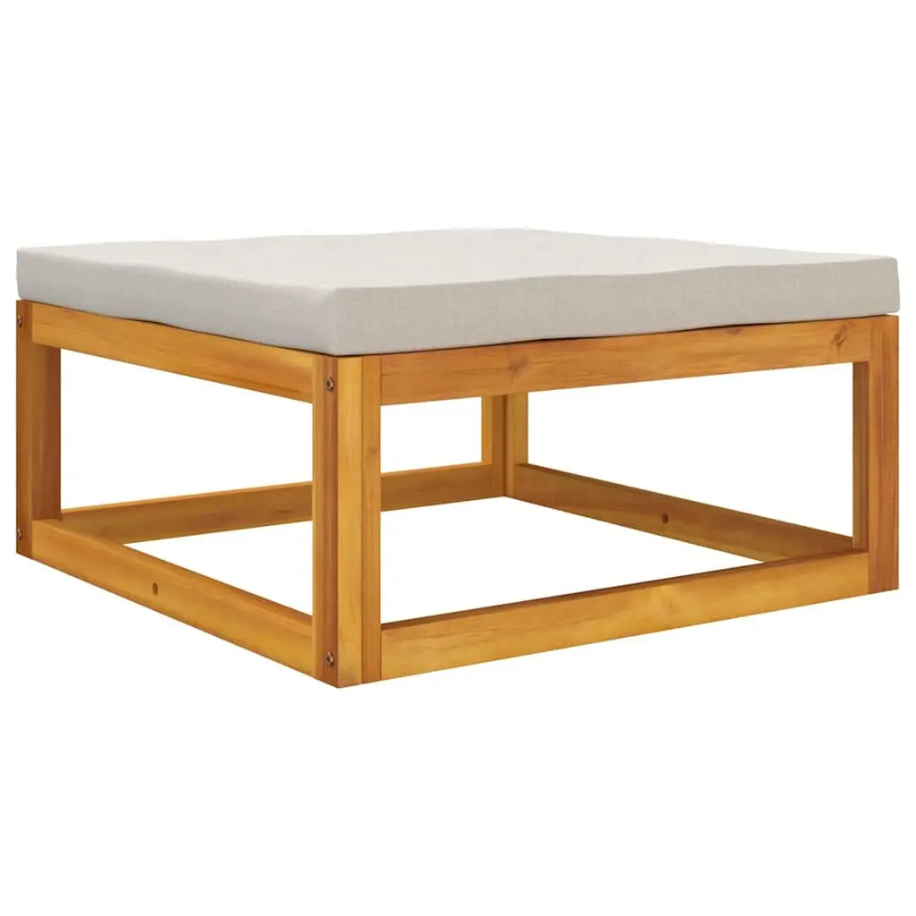 3 Piece Garden Lounge Set Solid Acacia Wood Grey Cushions Coffee Table