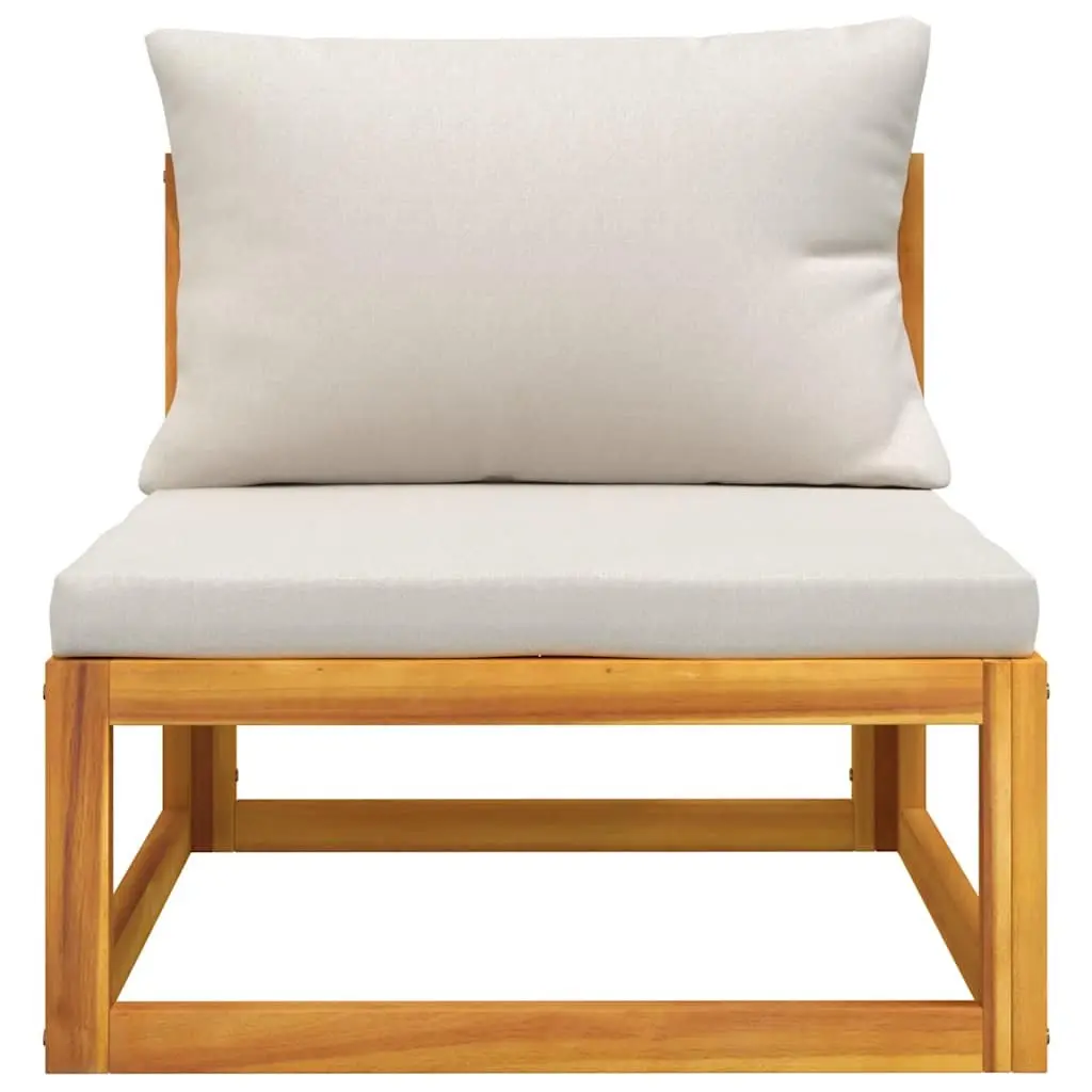 3 Piece Garden Lounge Set Solid Acacia Wood Grey Cushions Coffee Table