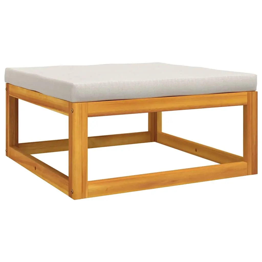 3 Piece Garden Lounge Set Solid Acacia Wood Grey Cushions Coffee Table