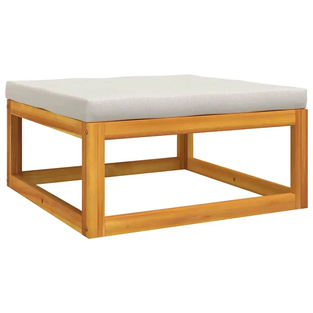 Outdoor Footrest Solid Acacia Wood Grey Cushion Garden Seating Ottoman