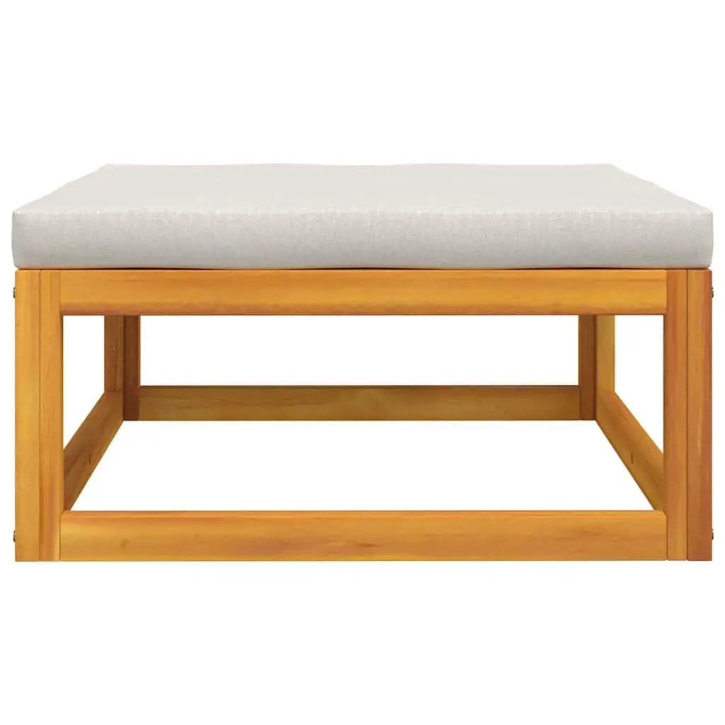 Outdoor Footrest Solid Acacia Wood Grey Cushion Garden Seating Ottoman