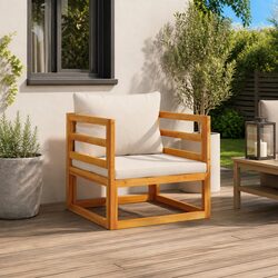 Acacia Wood Modular Garden Sofa with Grey Cushions
