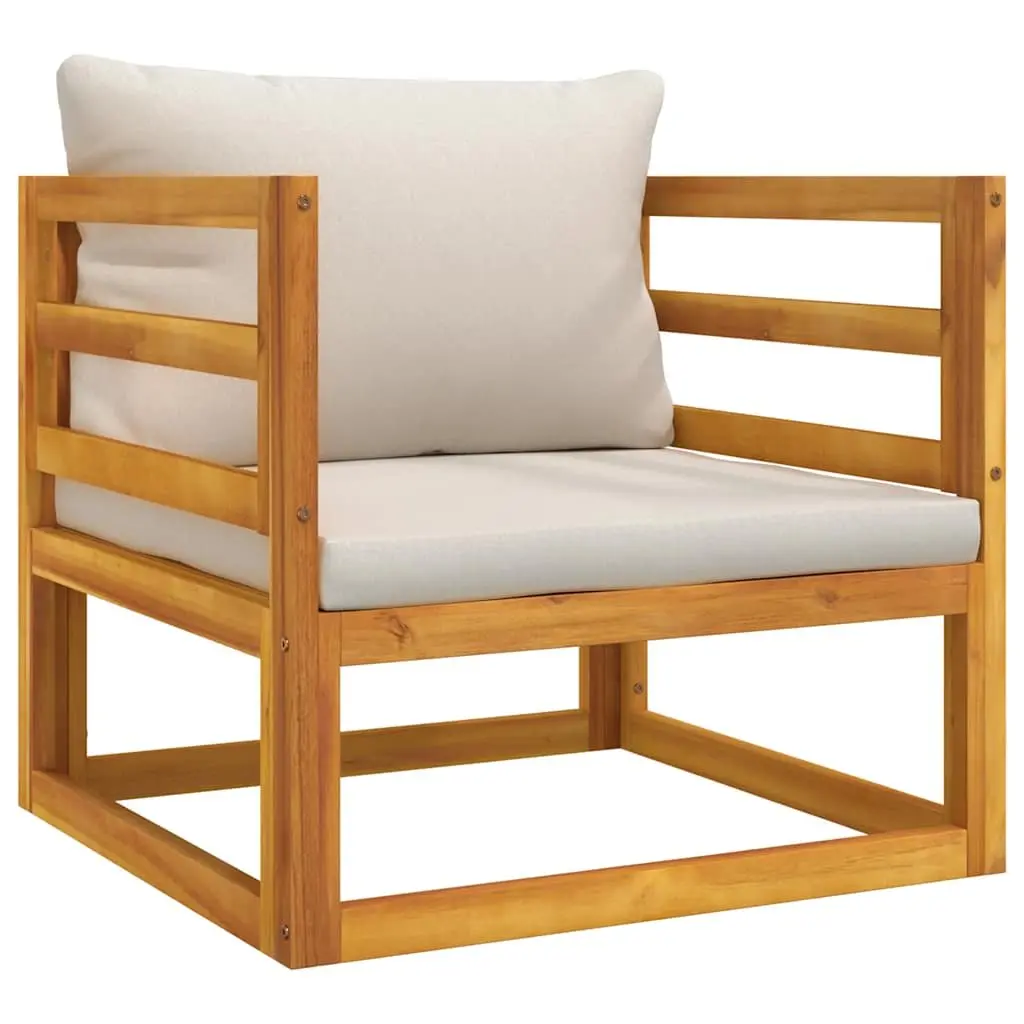 Outdoor Garden Chair Solid Wood Acacia with Light Grey Cushions Backrest