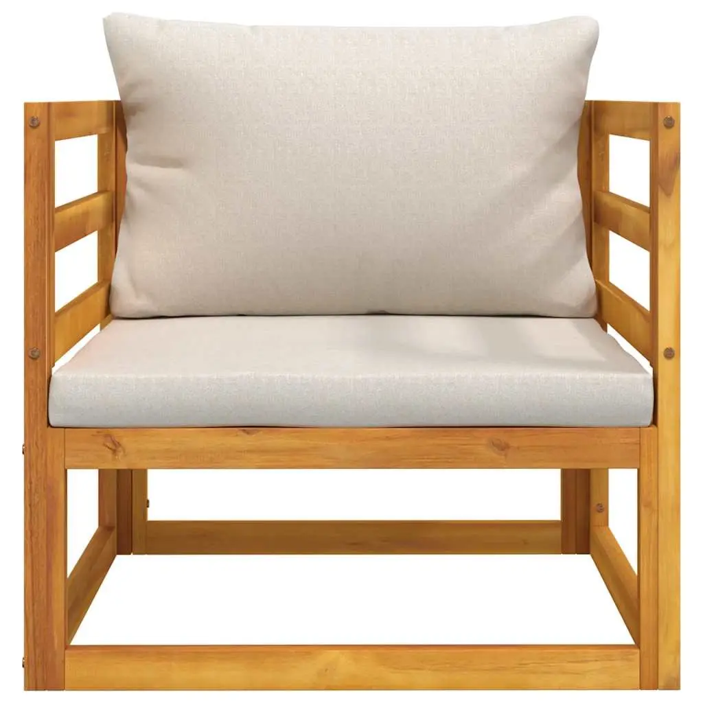Outdoor Garden Chair Solid Wood Acacia with Light Grey Cushions Backrest