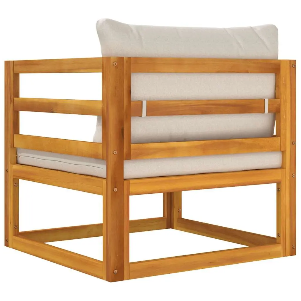 Outdoor Garden Chair Solid Wood Acacia with Light Grey Cushions Backrest