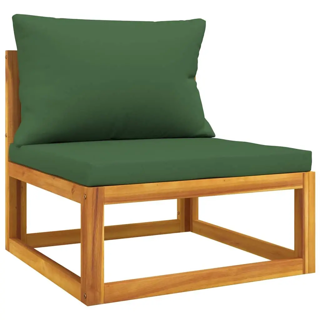 Garden Lounge Sofa Set 2 Piece Modular Solid Acacia Wood with Cushions and Coffee Table Green