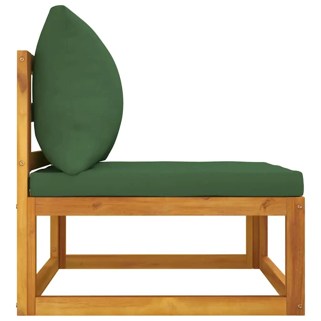 Garden Lounge Sofa Set 2 Piece Modular Solid Acacia Wood with Cushions and Coffee Table Green