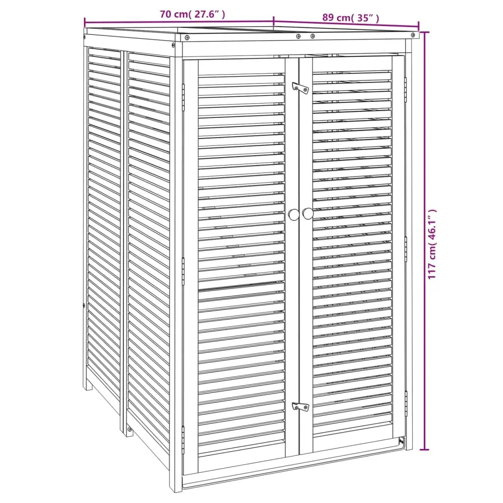 Solid Wood Garbage Bin Shed Single Waste Container Enclosure Garden Storage