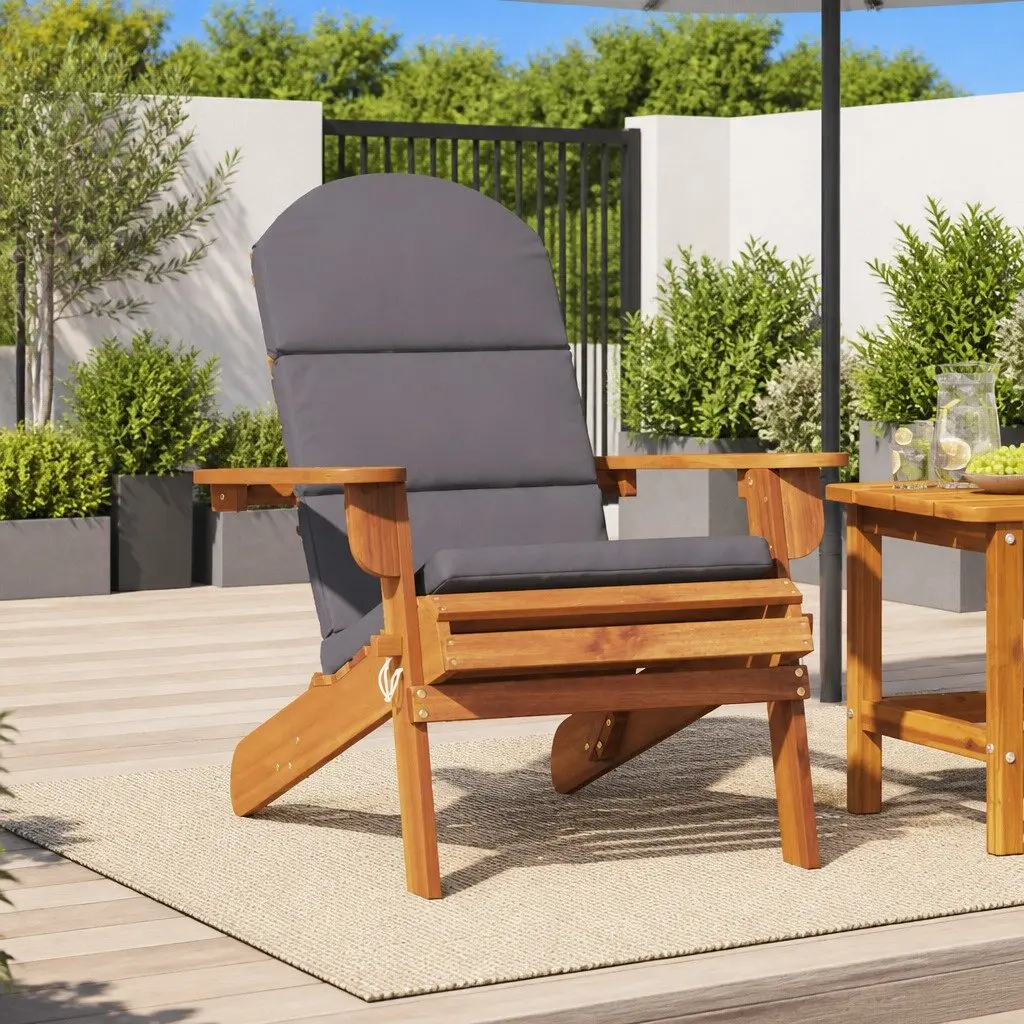 Adirondack Garden Chair Solid Acacia Wood Brown with Cushions Foldable