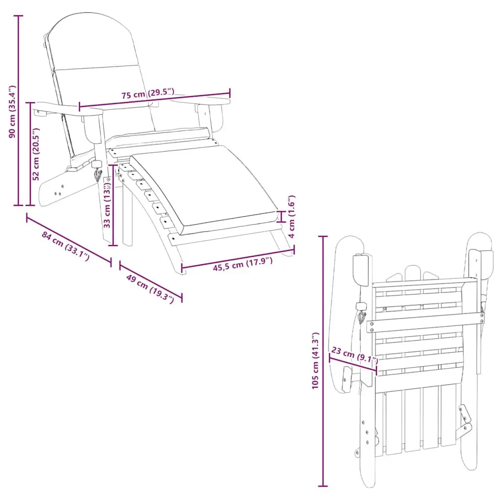 Adirondack Garden Chair with Footrest