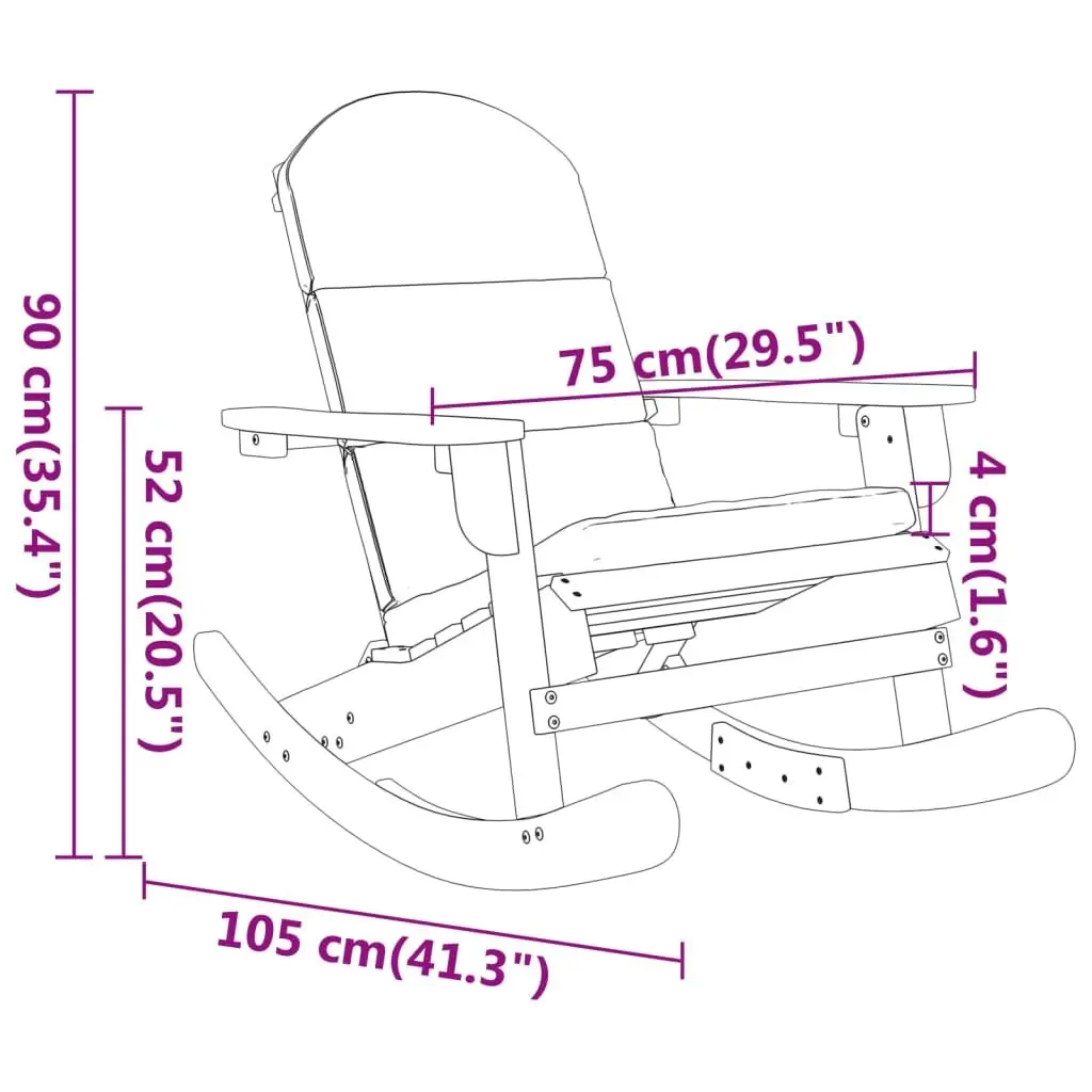 Adirondack Rocking Chair Solid Acacia Wood Brown Outdoor Garden Patio Lounge Seat