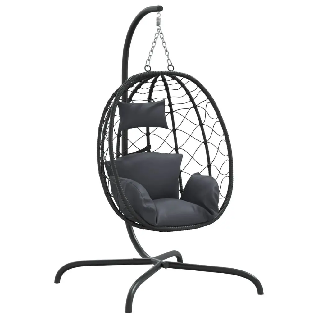 Hanging Egg Chair Outdoor Garden Swing Seat Poly Rattan Steel Frame Cushion