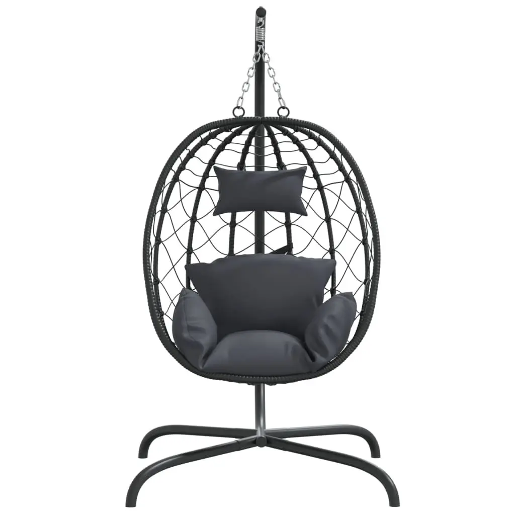 Hanging Egg Chair Outdoor Garden Swing Seat Poly Rattan Steel Frame Cushion
