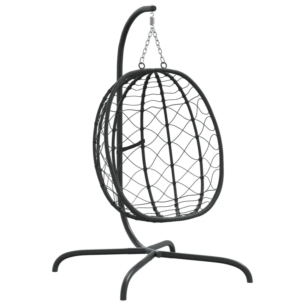 Hanging Egg Chair Outdoor Garden Swing Seat Poly Rattan Steel Frame Cushion