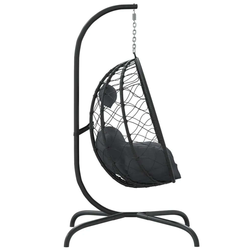Hanging Egg Chair Outdoor Garden Swing Seat Poly Rattan Steel Frame Cushion