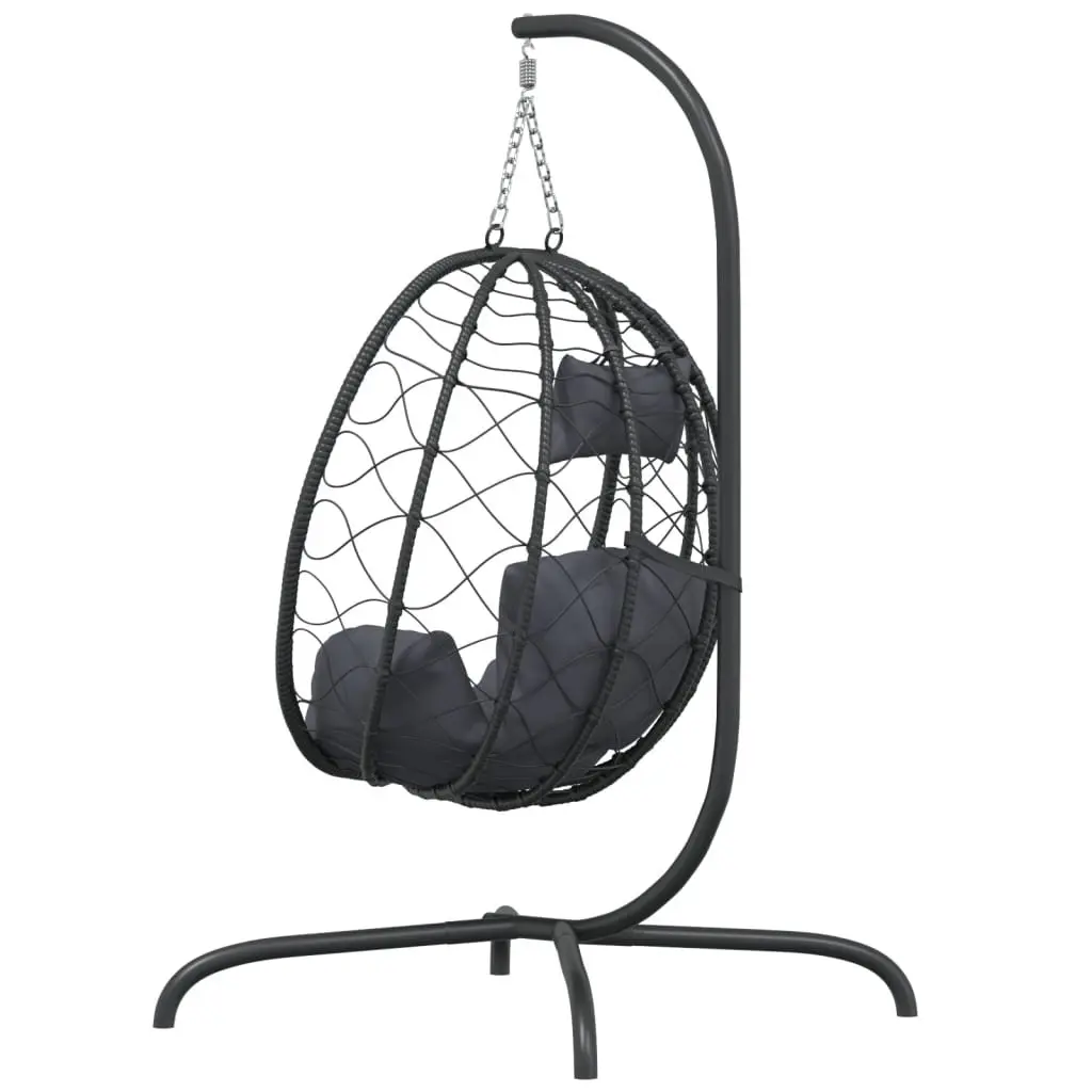 Hanging Egg Chair Outdoor Garden Swing Seat Poly Rattan Steel Frame Cushion