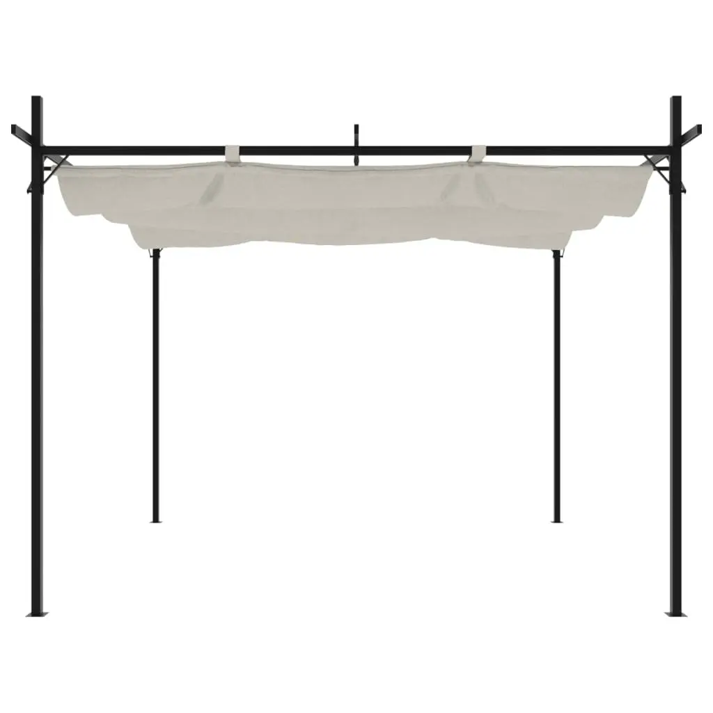 Pergola Retractable Roof Outdoor Shade Gazebo Steel Aluminium Cream 295x292x230cm