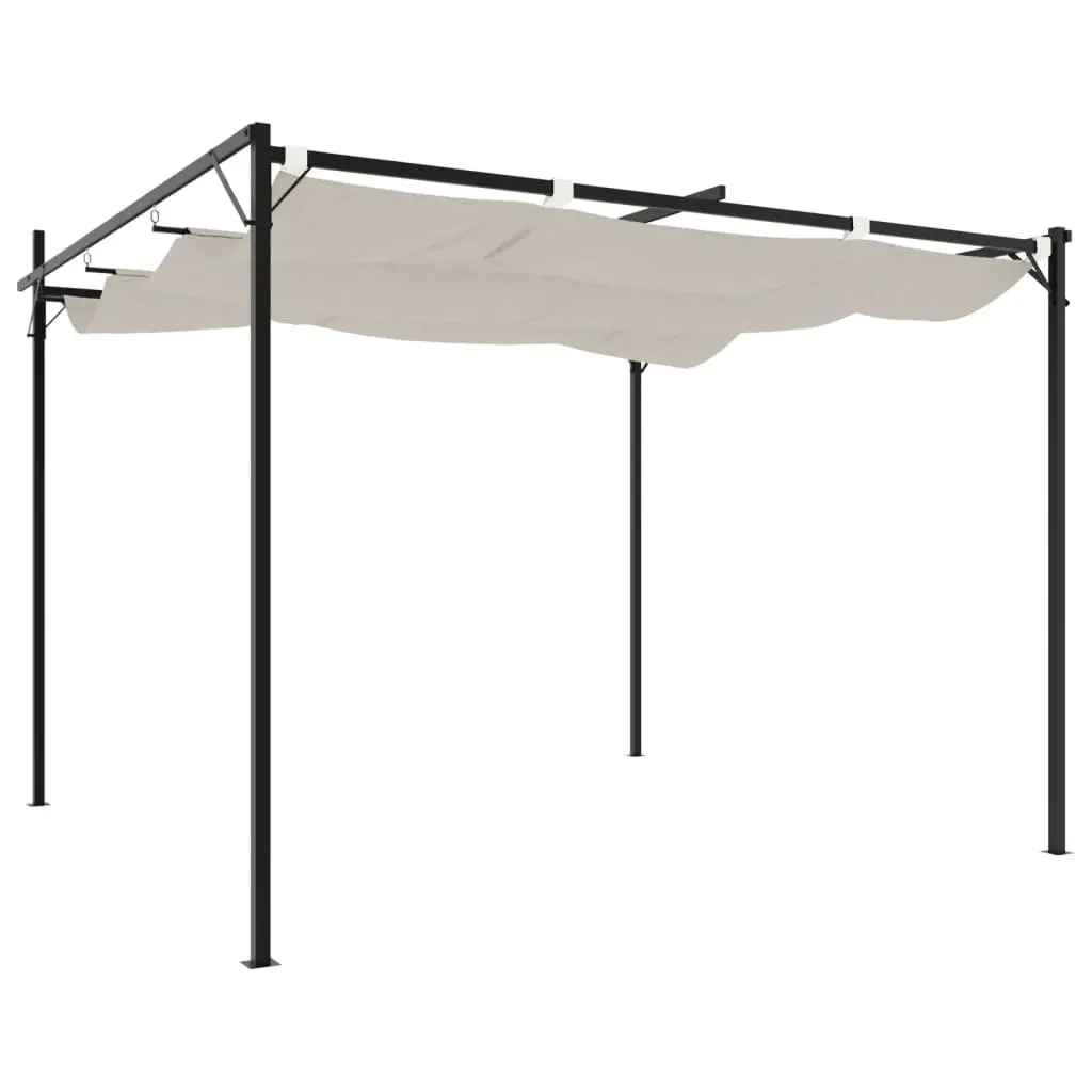 Pergola Retractable Roof Outdoor Shade Gazebo Steel Aluminium Cream 295x292x230cm
