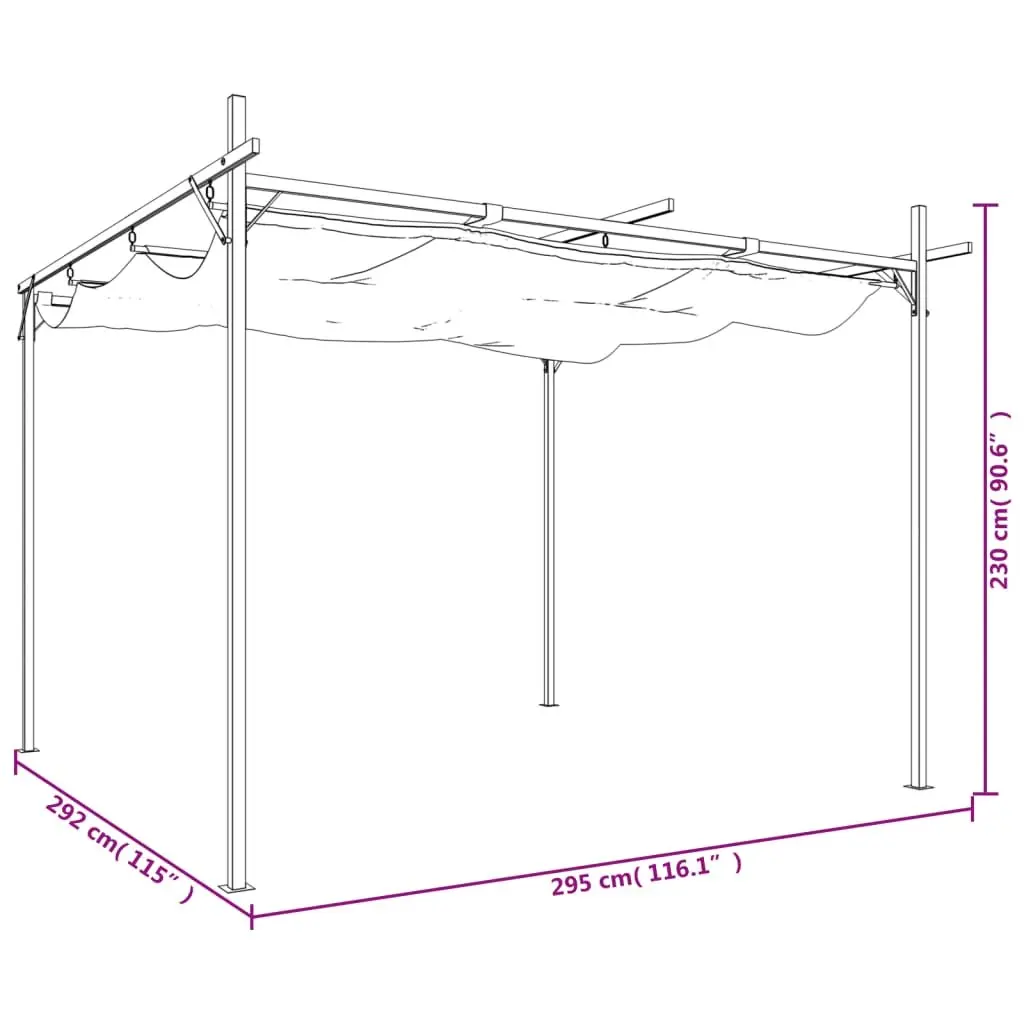 Pergola Retractable Roof Outdoor Shade Gazebo Steel Aluminium Cream 295x292x230cm