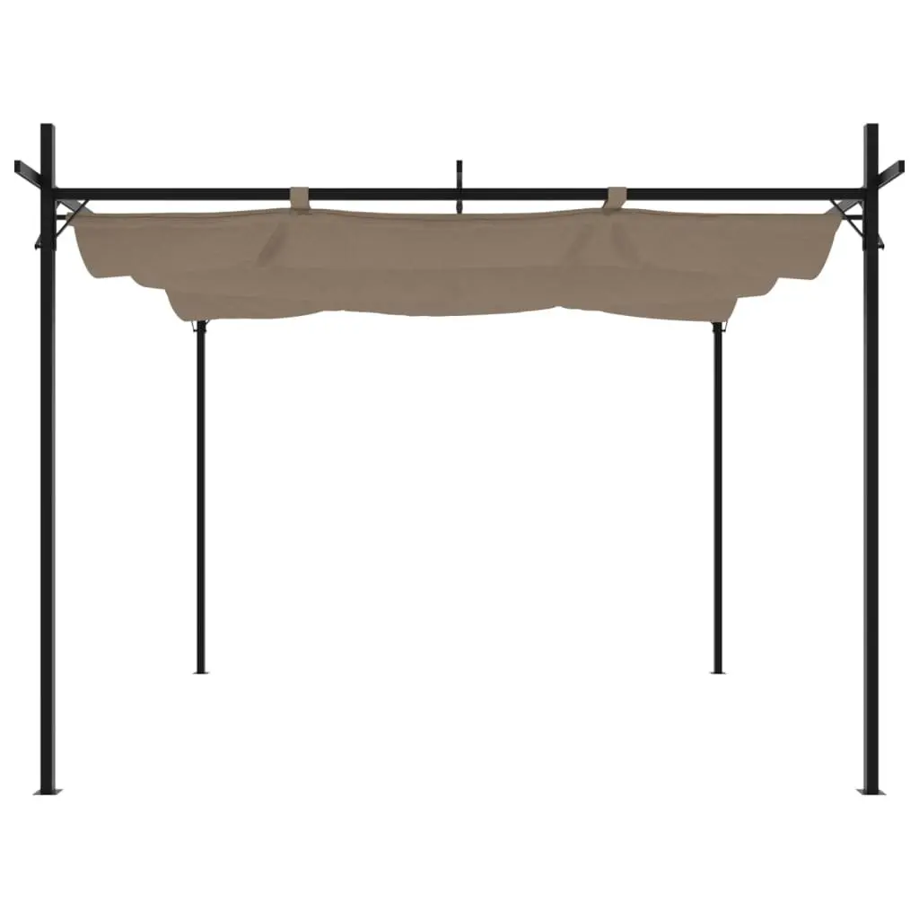 Pergola Retractable Roof Outdoor Garden Gazebo Shade Structure Taupe 295 x 292 x 230 cm
