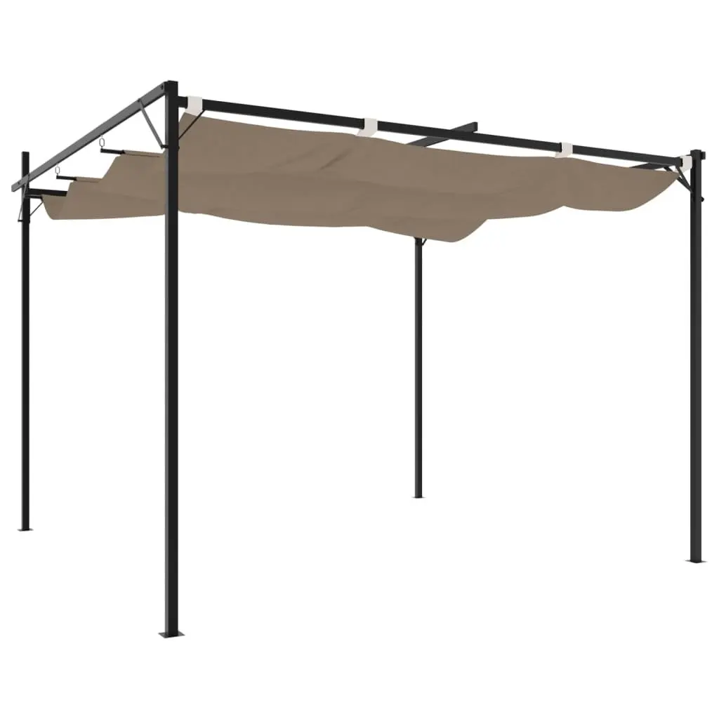 Pergola Retractable Roof Outdoor Garden Gazebo Shade Structure Taupe 295 x 292 x 230 cm