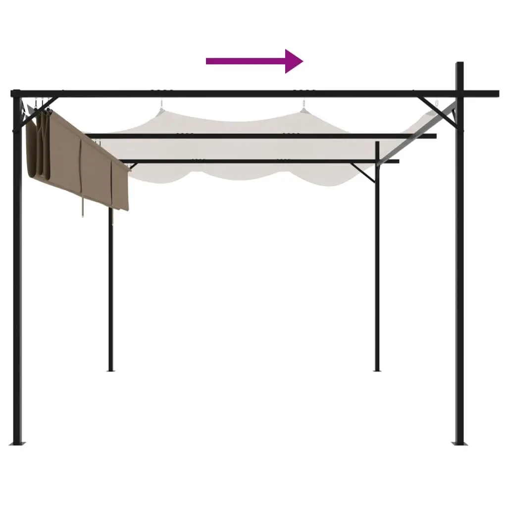 Pergola Retractable Roof Outdoor Garden Gazebo Shade Structure Taupe 295 x 292 x 230 cm