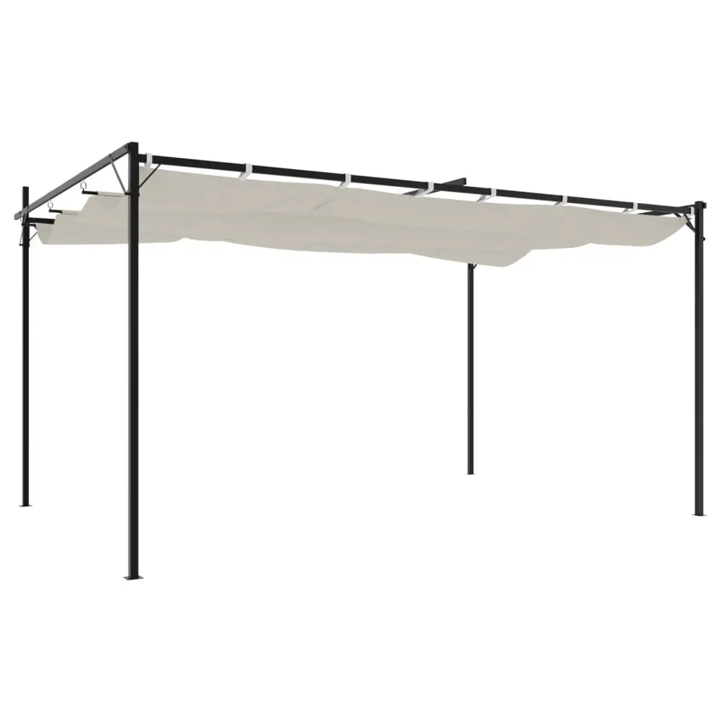 Pergola Outdoor Garden Shelter Retractable Roof Cream 395L x 292W x 230H cm
