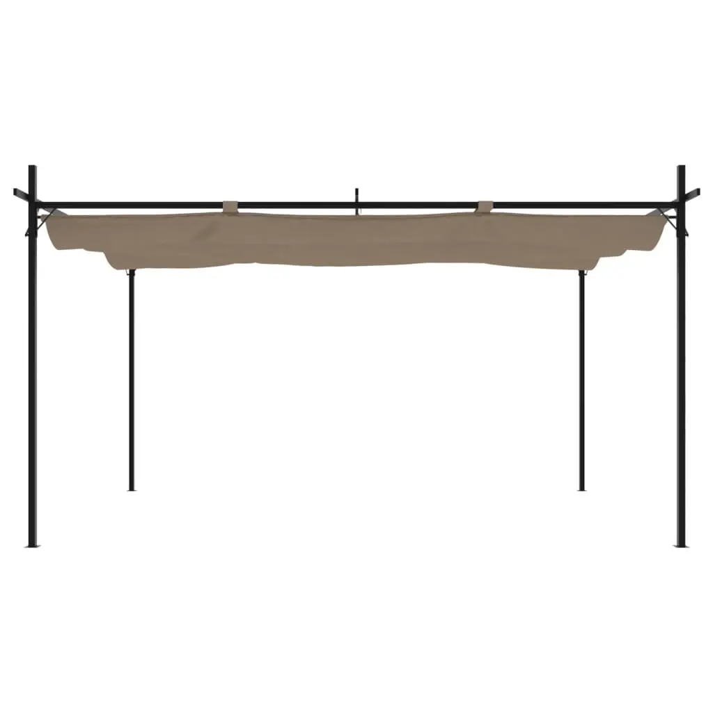 Retractable Roof Pergola Outdoor Shade Structure Steel Aluminium 395x292x230cm Taupe