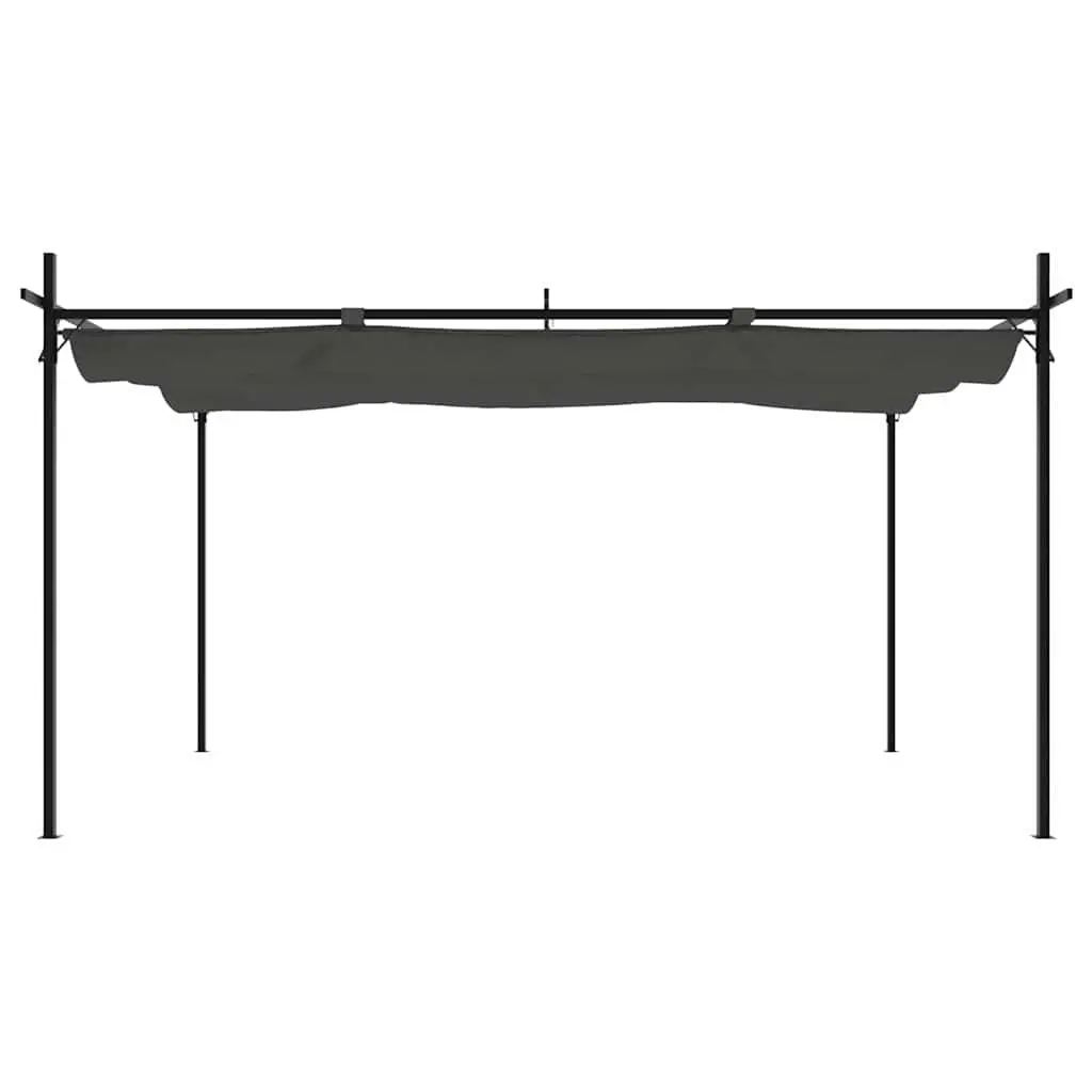 Retractable Roof Pergola Anthracite Outdoor Canopy 395L x 292W x 230H cm Garden Pavilion