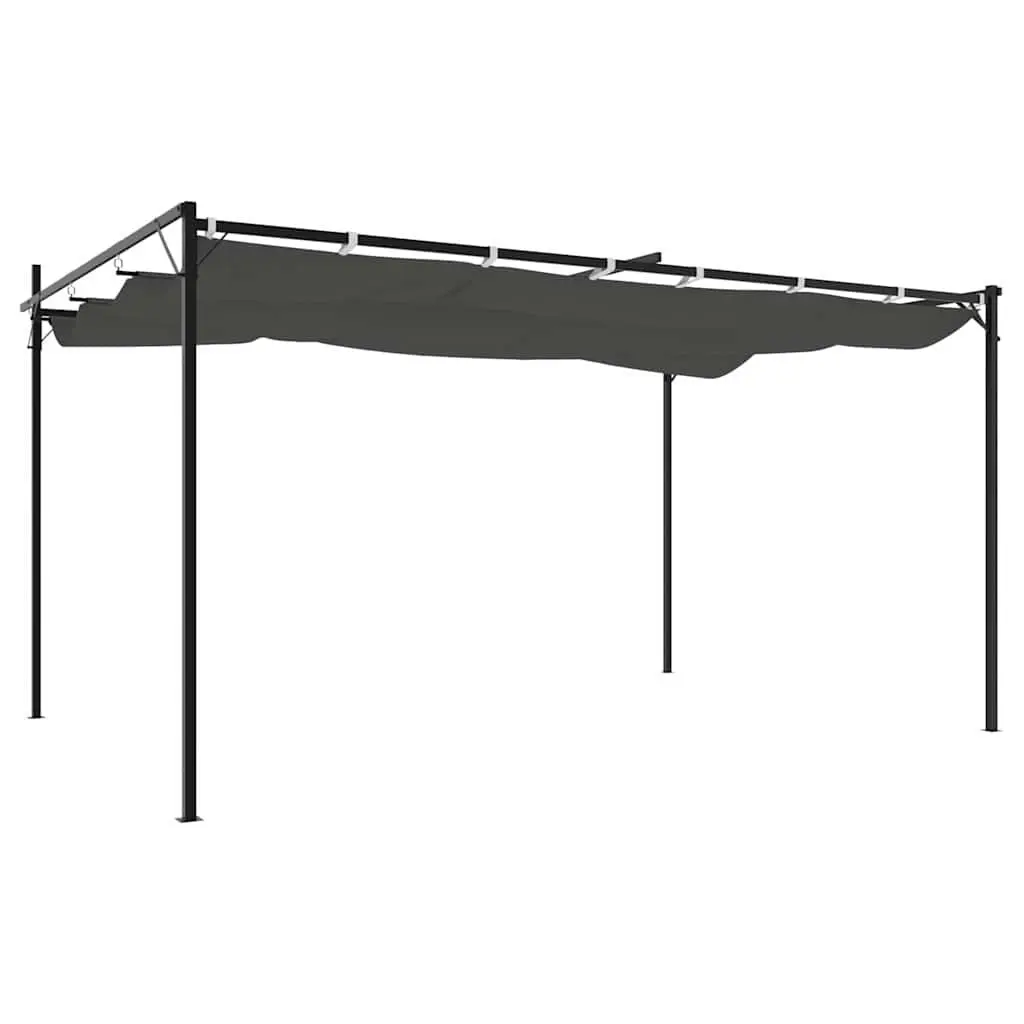 Retractable Roof Pergola Anthracite Outdoor Canopy 395L x 292W x 230H cm Garden Pavilion