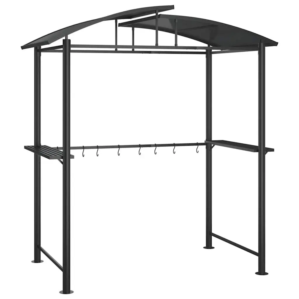 Outdoor Gazebo BBQ Canopy Steel Construction Anthracite 210x114x230cm with Side Shelves