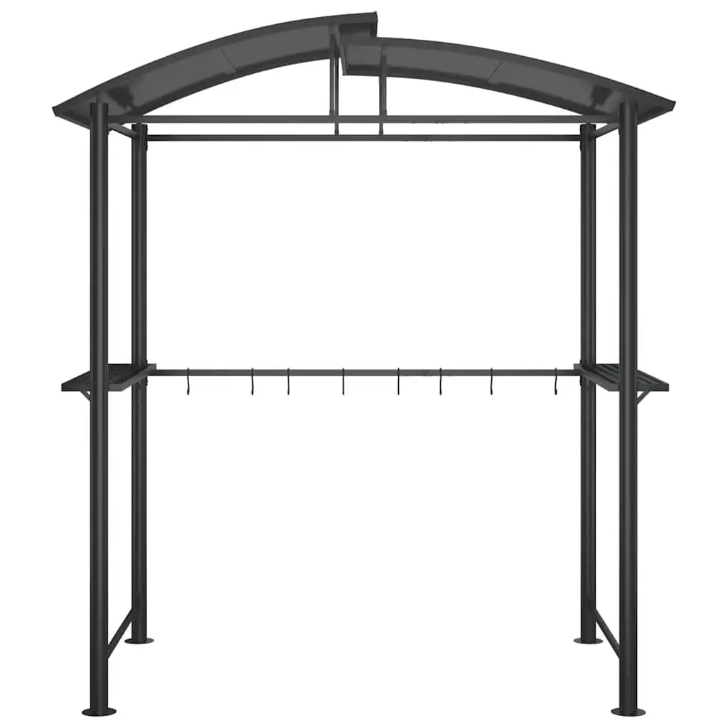 Outdoor Gazebo BBQ Canopy Steel Construction Anthracite 210x114x230cm with Side Shelves