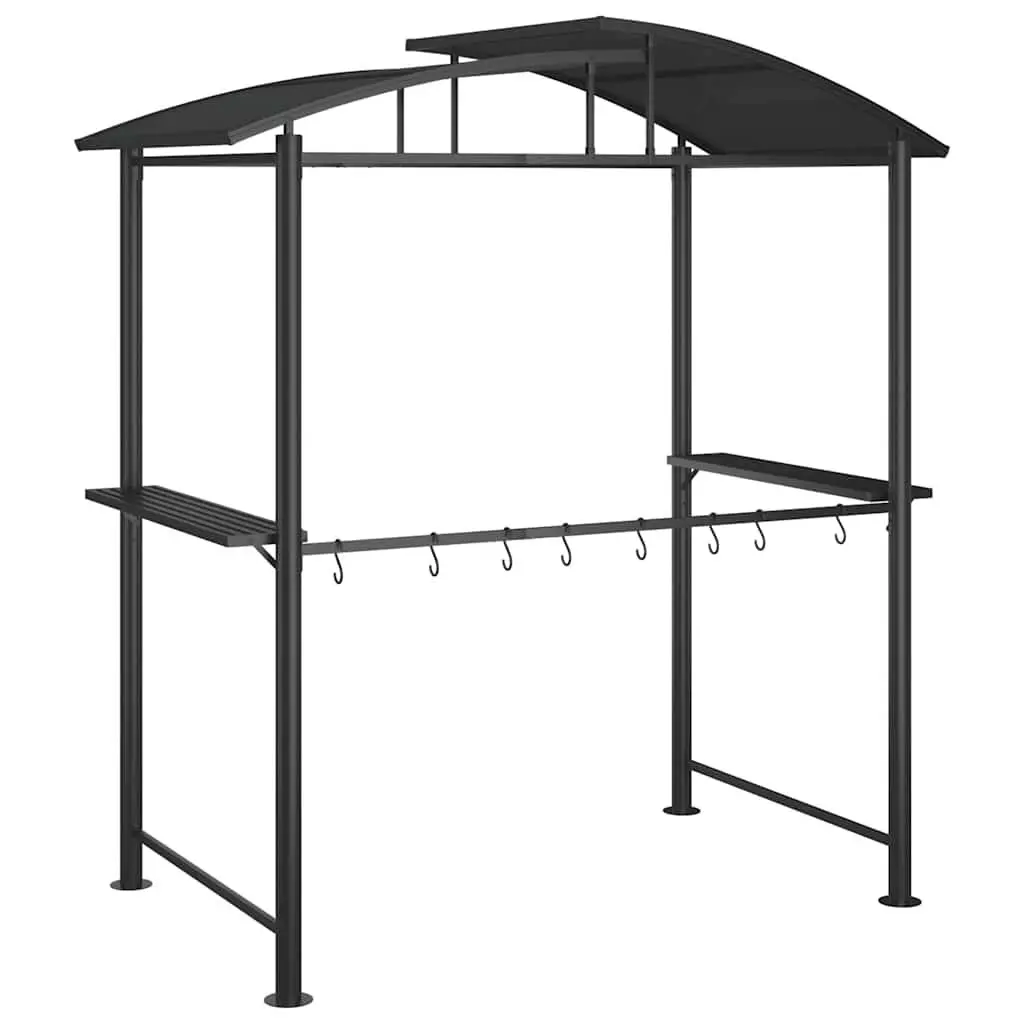 Outdoor Gazebo BBQ Canopy Steel Construction Anthracite 210x114x230cm with Side Shelves