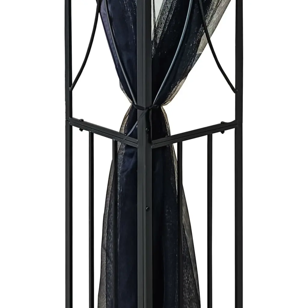 Gazebo Steel Frame 300x300x270cm Anthracite Double-Tiered Roof Mesh Sidewalls