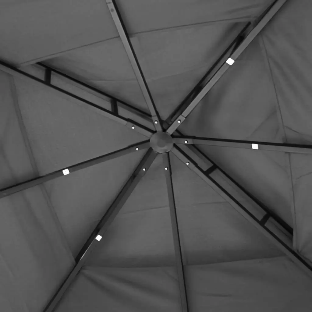 Gazebo Steel Frame 300x300x270cm Anthracite Double-Tiered Roof Mesh Sidewalls