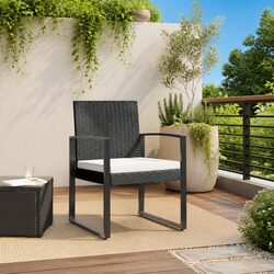 2 Piece Black Rattan Outdoor Chairs for Relaxation