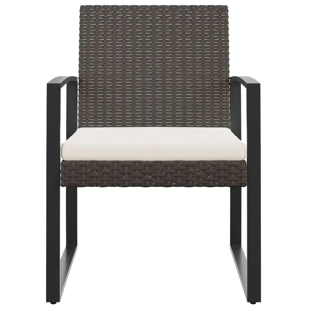 Outdoor Dining Chairs PP Rattan Steel Frame 2 Pcs Black with Cushions