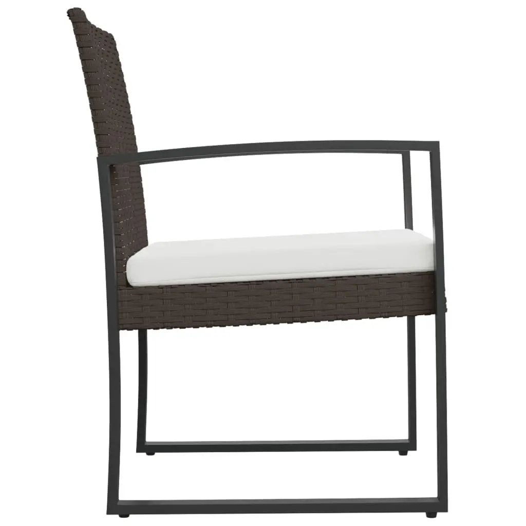 Outdoor Dining Chairs PP Rattan Steel Frame 2 Pcs Black with Cushions
