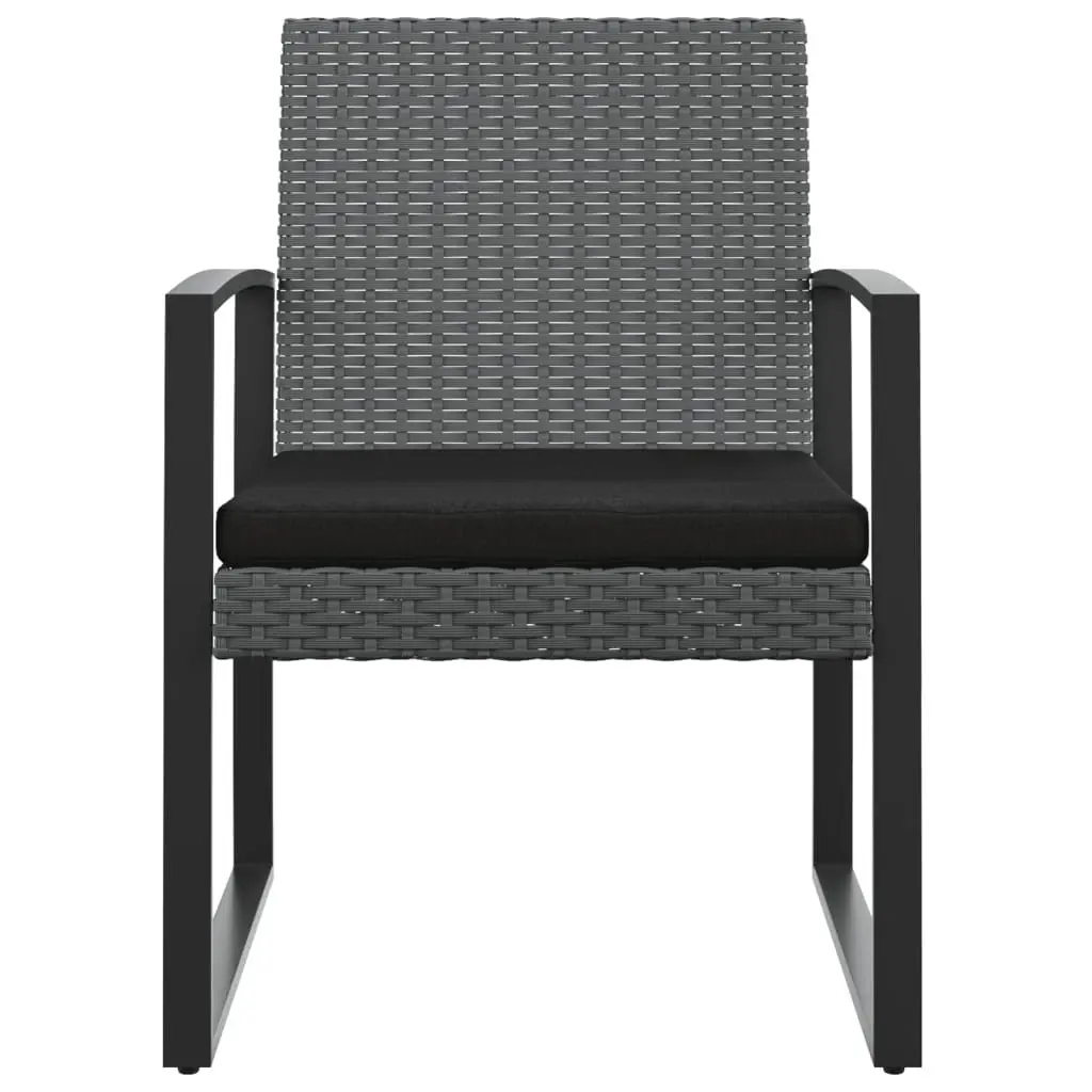 Garden Dining Chairs Set Polypropylene Steel 2 pcs Grey Outdoor Patio Seating