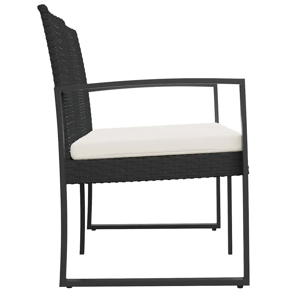 2-Seater Garden Bench Steel Frame Polypropylene Cushions Black