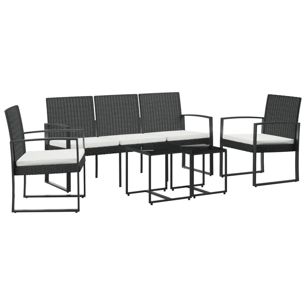 Garden Dining Set Steel 5 Piece Outdoor Furniture Patio Table Black Cushioned Chairs