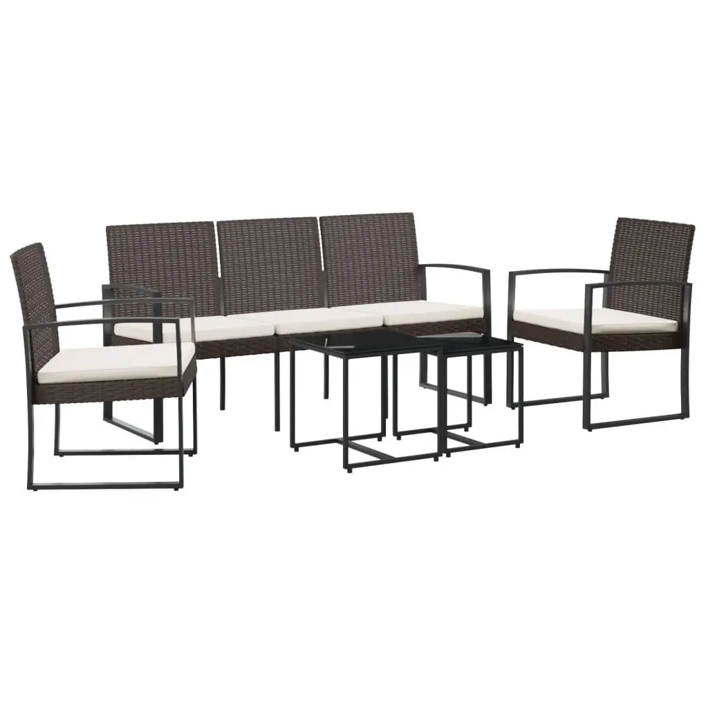 Garden Dining Set 5 Piece Brown Outdoor Furniture Table Chairs Cushions