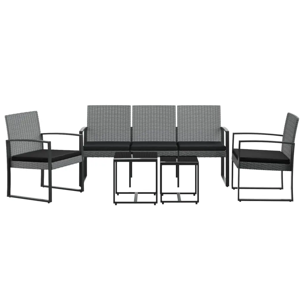Garden Dining Set Modular Grey Rattan 5 Piece Outdoor Furniture with Cushions
