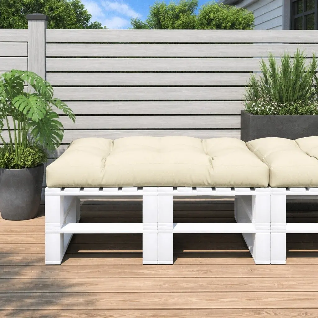 Pallet Cushion Polyester 120x80x12 cm Cream Outdoor Garden Sofa Seat Pad