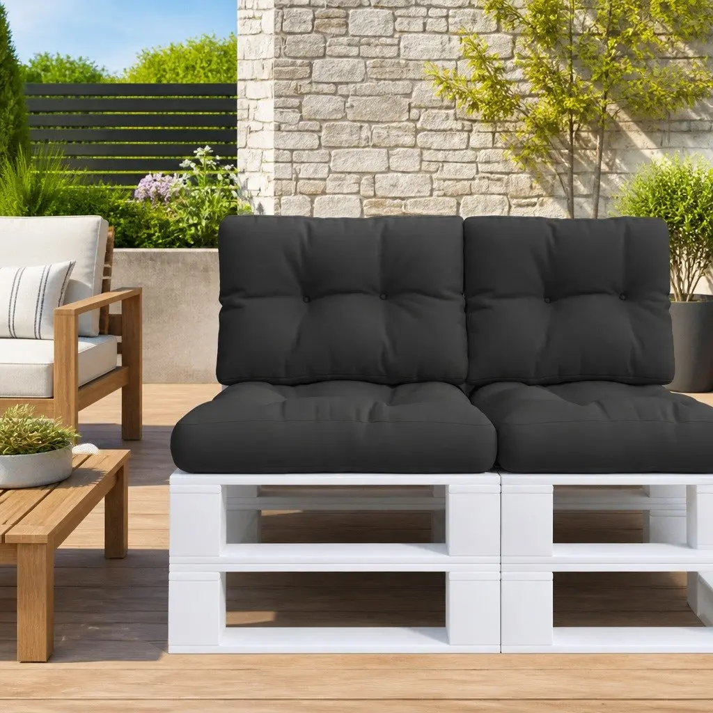 Pallet Cushion Polyester 60x40x12 cm Black Outdoor Garden Sofa Seat Pad